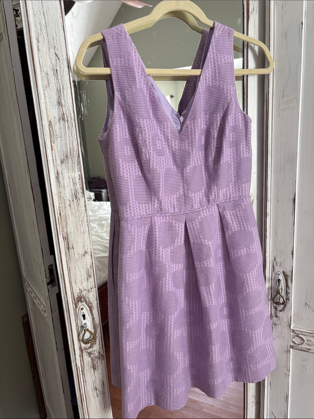 J. Crew Sleeveless V-Neck Fit-and-Flare Mini Dress in Lilac